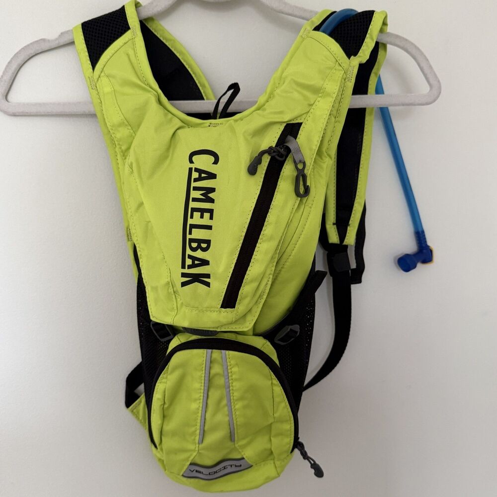 CamelBak Velocity Hydration Pack Hiking Backpack 70oz Bladder Neon Yellow Green